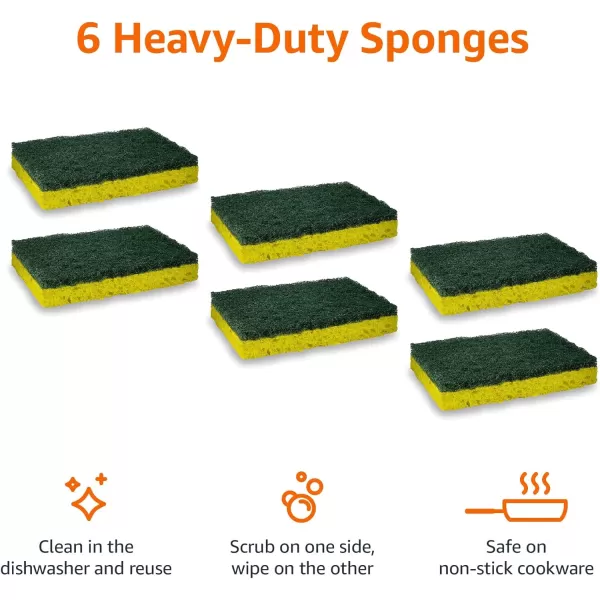 Amazon Basics NonScratch Sponges 6Pack BlueHeavy Duty