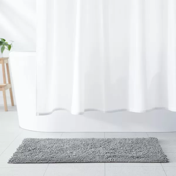 Amazon Basics NonSlip Microfiber Shag Bathroom Rug Mat 21 x 34 PlatinumPlatinum