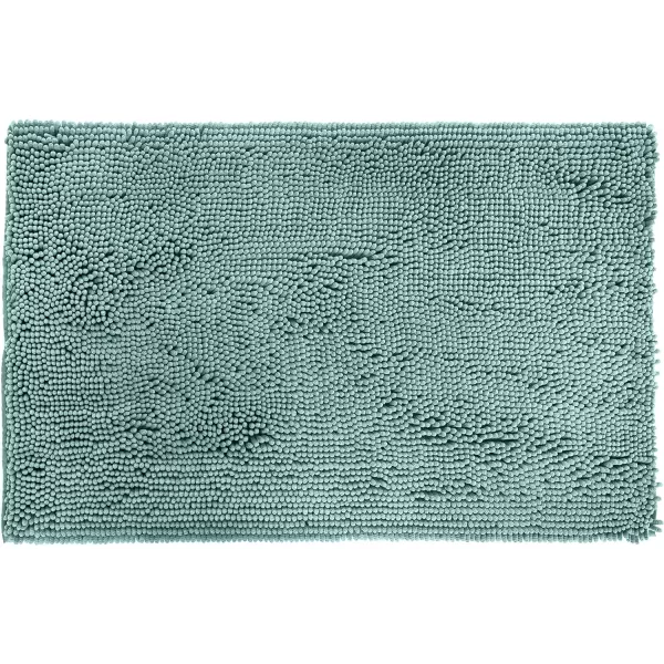 Amazon Basics NonSlip Microfiber Shag Bathroom Rug Mat 21 x 34 PlatinumSeafoam Green