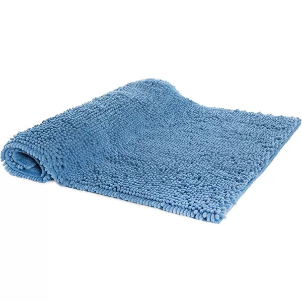 Amazon Basics NonSlip Microfiber Shag Bathroom Rug Mat 21 x 34 WhiteLake Blue