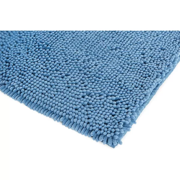 Amazon Basics NonSlip Microfiber Shag Bathroom Rug Mat 21 x 34 WhiteLake Blue