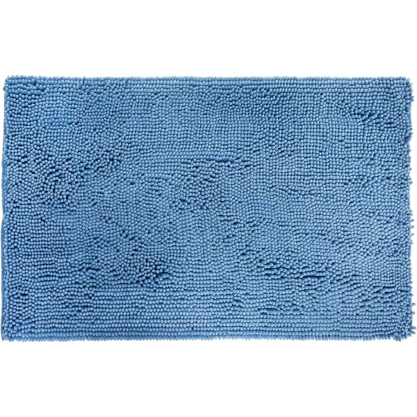 Amazon Basics NonSlip Microfiber Shag Bathroom Rug Mat 21 x 34 WhiteLake Blue