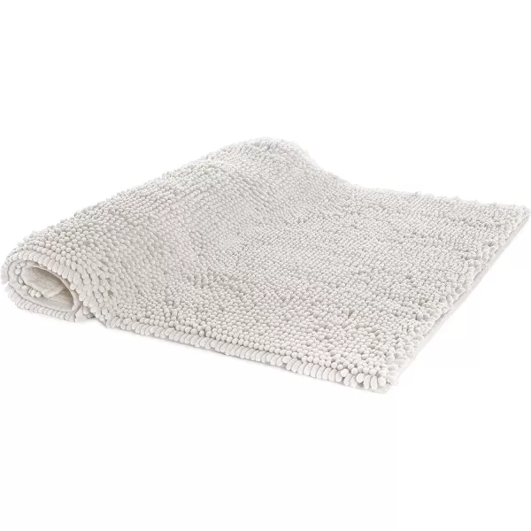 Amazon Basics NonSlip Microfiber Shag Bathroom Rug Mat 21 x 34 WhiteWhite