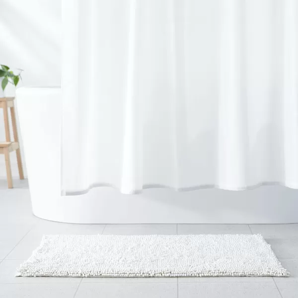Amazon Basics NonSlip Microfiber Shag Bathroom Rug Mat 21 x 34 WhiteWhite