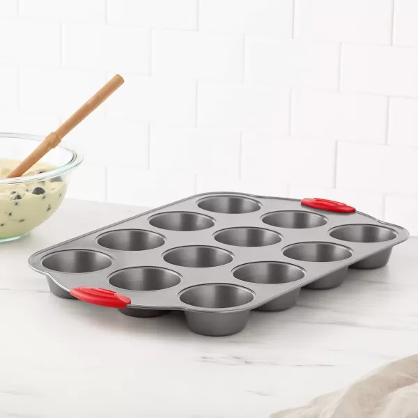 Amazon Basics NonStick 12Cup Muffin Pan Gray with Red GripsAmazon Basics NonStick 12Cup Muffin Pan Gray with Red Grips