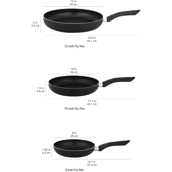 Amazon Basics NonStick Cookware 8Piece Set Pots and Pans Black3Piece Set