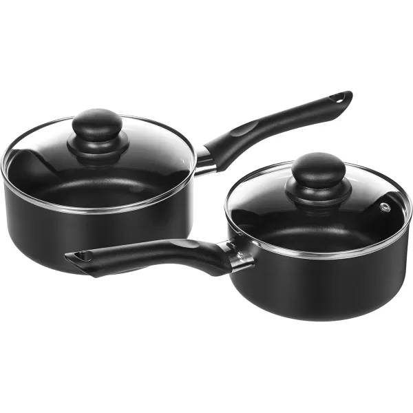 Amazon Basics NonStick Cookware 8Piece Set Pots and Pans Black8Piece Set