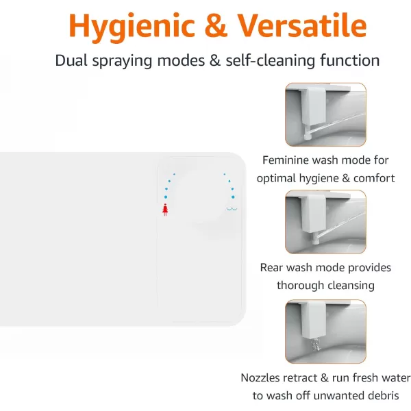 Amazon Basics Nonelectrical Bidet Attachment for Toilet with Water Adjustment Slim 1642 x 461 x 35White Toilet Bidet