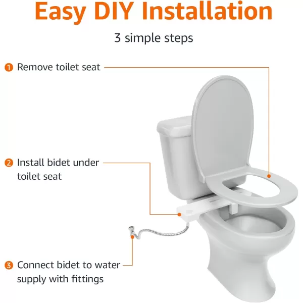 Amazon Basics Nonelectrical Bidet Attachment for Toilet with Water Adjustment Slim 1642 x 461 x 35White Toilet Bidet