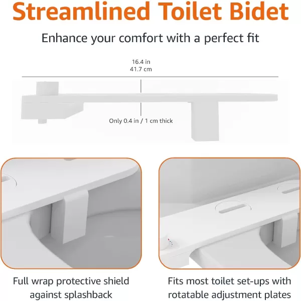 Amazon Basics Nonelectrical Bidet Attachment for Toilet with Water Adjustment Slim 1642 x 461 x 35White Toilet Bidet