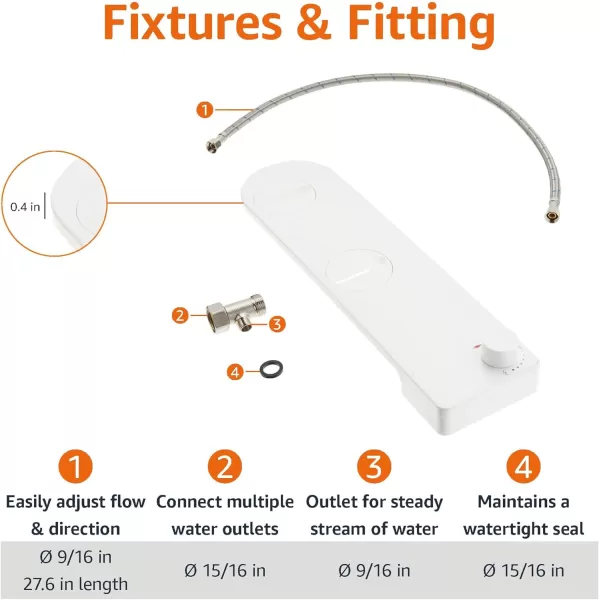 Amazon Basics Nonelectrical Bidet Attachment for Toilet with Water Adjustment Slim 1642 x 461 x 35White Toilet Bidet