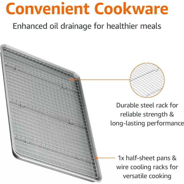 Amazon Basics Nonstick Baking Sheet amp Cooling Rack Set Half Sheet Size  1 PackHalf Sheet  1 Pack