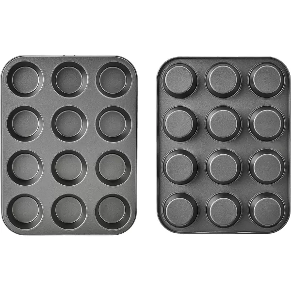 Amazon Basics Nonstick Round Muffin Baking Pan 12 Cups Set of 2 Gray 139x1055x122Amazon Basics Nonstick Round Muffin Baking Pan 12 Cups Set of 2 Gray 139x1055x122