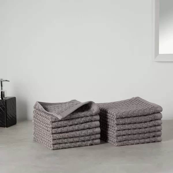 Amazon Basics Odor Resistant Textured Wash Cloth 12 x 12 Inches  12Pack WhiteWashcloth Pack of 12 Dark Grey