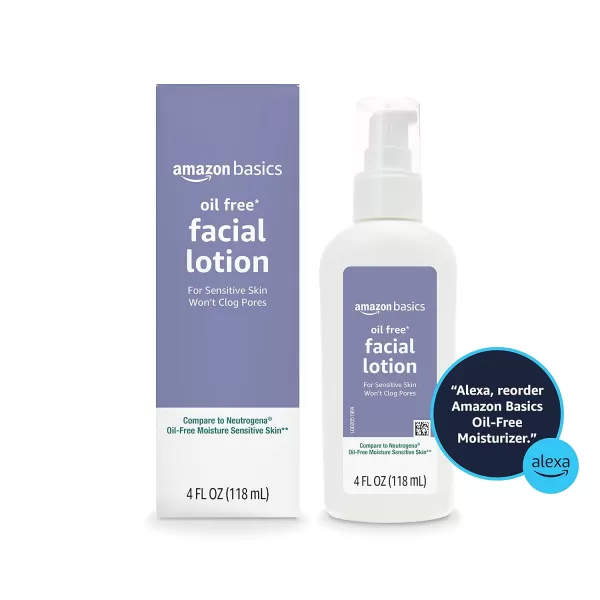 Amazon Basics Oilfree Facial Moisturizer for Sensitive Skin Fragrance Free 4 Fluid Ounce Previously Solimo4 Fl Oz Pack of 1