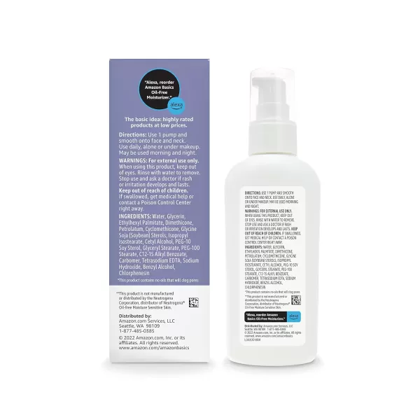 Amazon Basics Oilfree Facial Moisturizer for Sensitive Skin Fragrance Free 4 Fluid Ounce Previously Solimo4 Fl Oz Pack of 1