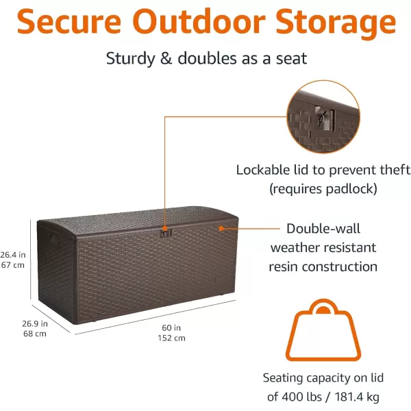 Amazon Basics Organization and Storage Outdoor Deck Box 99 Gallon Brown150 Gallon Deck Box
