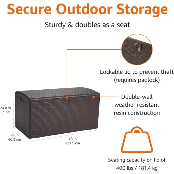 Amazon Basics Organization and Storage Outdoor Deck Box 99 Gallon Brown99 Gallon Deck Box