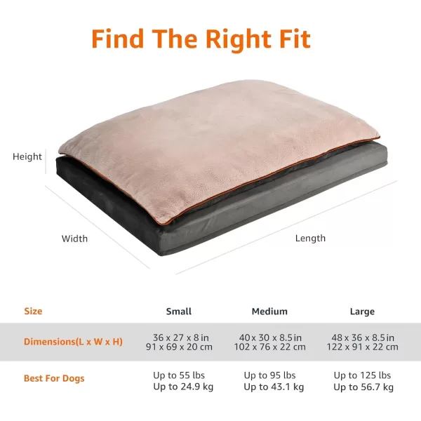 Amazon Basics Orthopedic Foam Living Room Couch Dog Pet Bed with Removable Cover 30 x 20 x 625Pillowtop Large