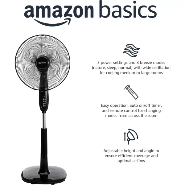 Amazon Basics Oscillating Dual Blade Standing Pedestal Fan with Remote 16Inch BlackAmazon Basics Oscillating Dual Blade Standing Pedestal Fan with Remote 16Inch Black