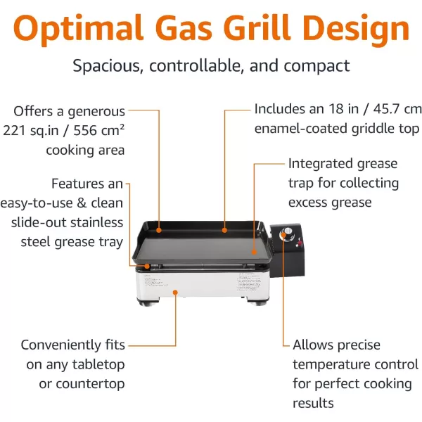 Amazon Basics Outdoor 4 Burner Gas Griddle with 36Inch Matte Enamel Coated Griddle Top and Side Shelfs1 Burner