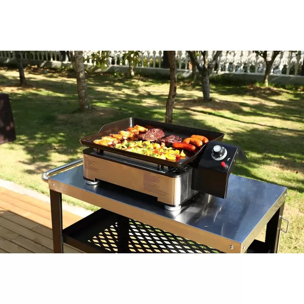 Amazon Basics Outdoor 4 Burner Gas Griddle with 36Inch Matte Enamel Coated Griddle Top and Side Shelfs1 Burner