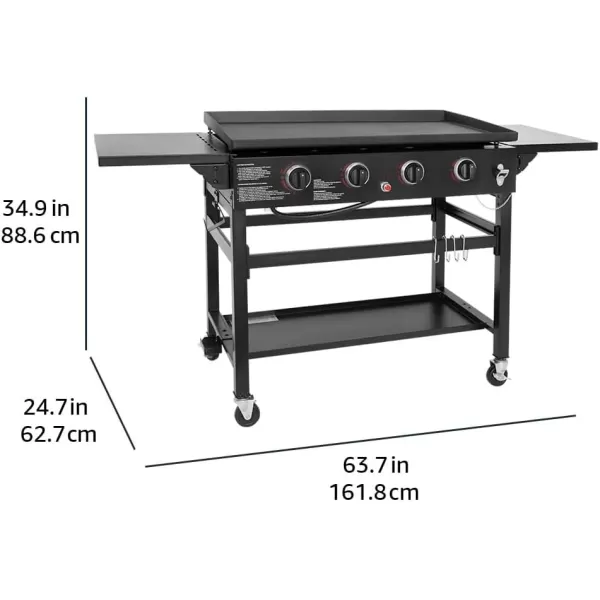 Amazon Basics Outdoor 4 Burner Gas Griddle with 36Inch Matte Enamel Coated Griddle Top and Side Shelfs4 Burner