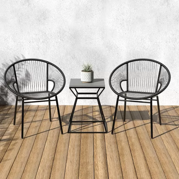 Amazon Basics Outdoor All Weather PE Wicker Club Chair with Steel Frame  2 Pack Grey 248D x 2835W x 315HBlack