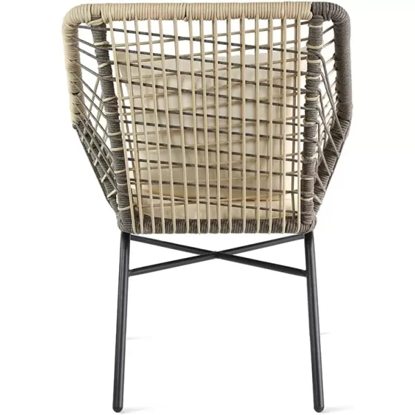 Amazon Basics Outdoor All Weather Rope Club Chair with Steel Frame with Cushions  2 Pack BeigeBeige
