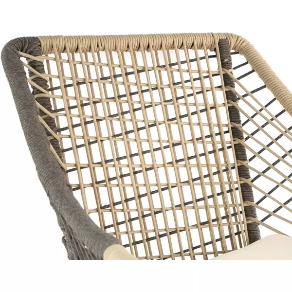 Amazon Basics Outdoor All Weather Rope Club Chair with Steel Frame with Cushions  2 Pack BeigeBeige