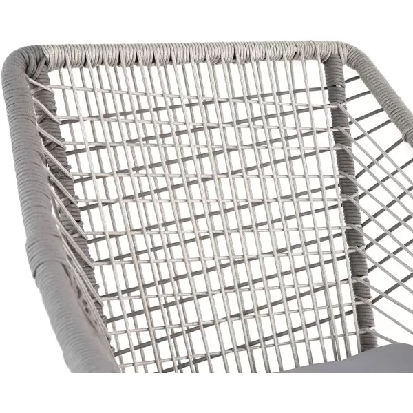 Amazon Basics Outdoor All Weather Rope Club Chair with Steel Frame with Cushions  2 Pack BeigeGrey