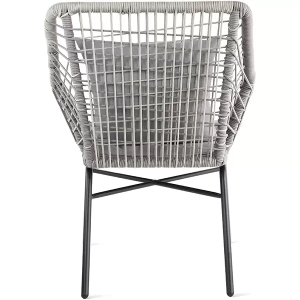 Amazon Basics Outdoor All Weather Rope Club Chair with Steel Frame with Cushions  2 Pack BeigeGrey