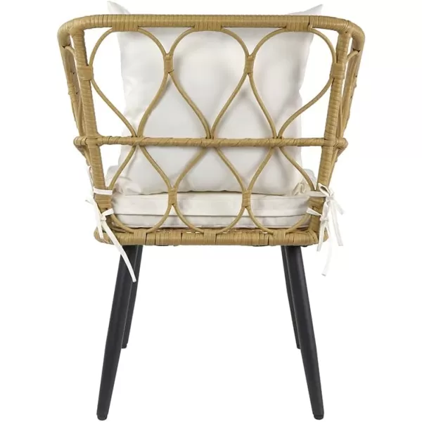 Amazon Basics Outdoor AllWeather 3Piece Woven Faux Rattan Chair Set With Cushions and Side Table Tan Chair 2677L x 2638W x 315HTan