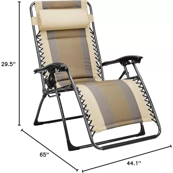 Amazon Basics Outdoor Padded Adjustable Zero Gravity Folding Reclining Lounge Chair with Pillow  Pack of 2Cotton BeigeBeige 1Pack