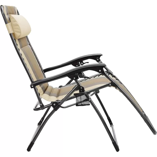 Amazon Basics Outdoor Padded Adjustable Zero Gravity Folding Reclining Lounge Chair with Pillow  Pack of 2Cotton BeigeBeige 1Pack