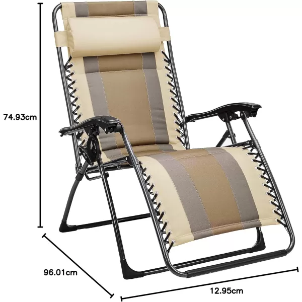 Amazon Basics Outdoor Padded Adjustable Zero Gravity Folding Reclining Lounge Chair with Pillow  Pack of 2Cotton BeigeBeige 1Pack