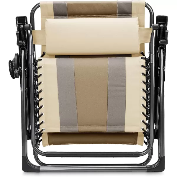 Amazon Basics Outdoor Padded Adjustable Zero Gravity Folding Reclining Lounge Chair with Pillow  Pack of 2Cotton BeigeBeige 1Pack
