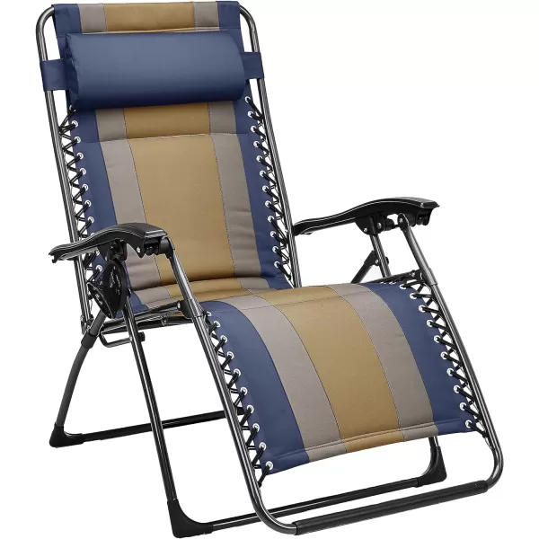 Amazon Basics Outdoor Padded Adjustable Zero Gravity Folding Reclining Lounge Chair with Pillow  Pack of 2Cotton BeigeBlue 1Pack