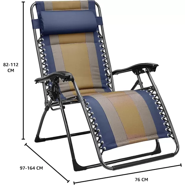 Amazon Basics Outdoor Padded Adjustable Zero Gravity Folding Reclining Lounge Chair with Pillow  Pack of 2Cotton BeigeBlue 1Pack