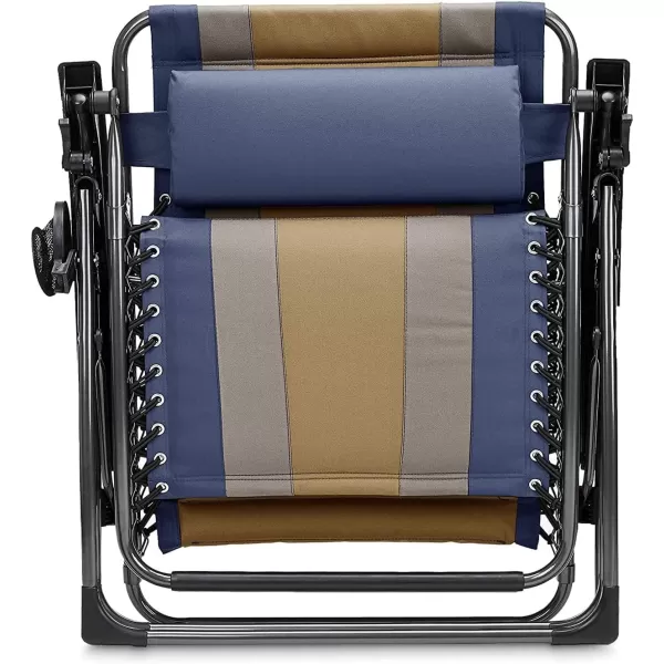 Amazon Basics Outdoor Padded Adjustable Zero Gravity Folding Reclining Lounge Chair with Pillow  Pack of 2Cotton BeigeBlue 1Pack
