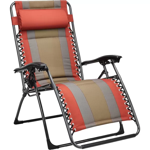 Amazon Basics Outdoor Padded Adjustable Zero Gravity Folding Reclining Lounge Chair with Pillow  Pack of 2Cotton BeigeRed 1Pack