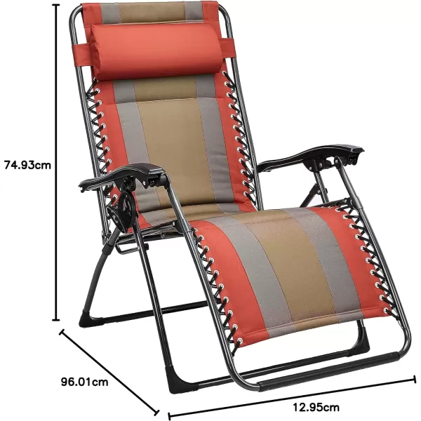 Amazon Basics Outdoor Padded Adjustable Zero Gravity Folding Reclining Lounge Chair with Pillow  Pack of 2Cotton BeigeRed 1Pack