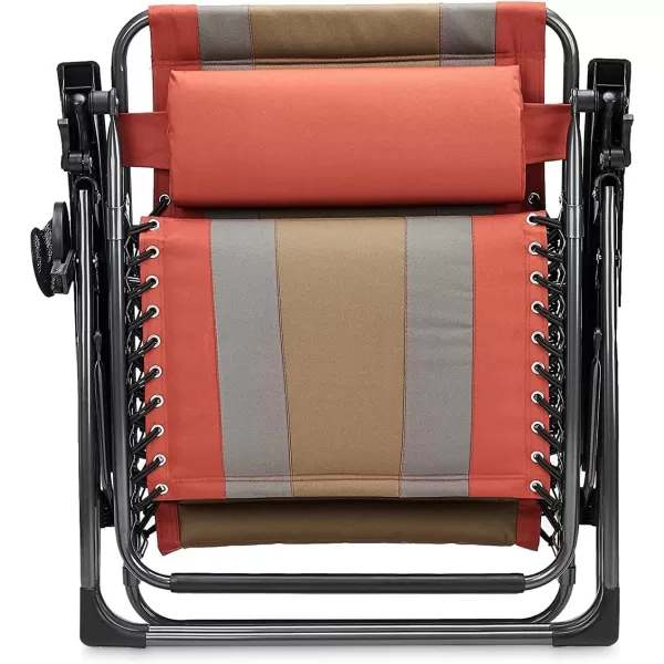 Amazon Basics Outdoor Padded Adjustable Zero Gravity Folding Reclining Lounge Chair with Pillow  Pack of 2Cotton BeigeRed 1Pack