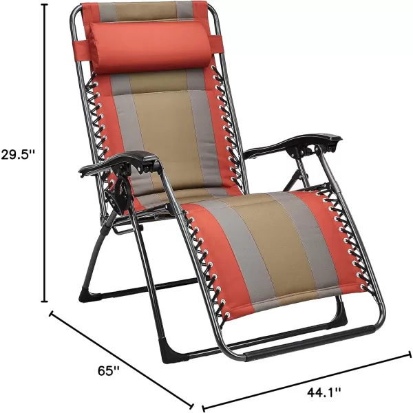 Amazon Basics Outdoor Padded Adjustable Zero Gravity Folding Reclining Lounge Chair with Pillow  Pack of 2Cotton BeigeRed 1Pack
