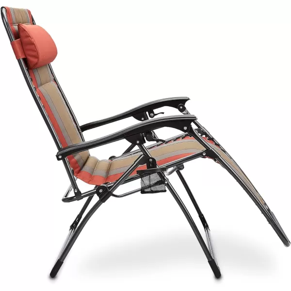 Amazon Basics Outdoor Padded Adjustable Zero Gravity Folding Reclining Lounge Chair with Pillow  Pack of 2Cotton BeigeRed 1Pack