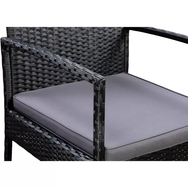 Amazon Basics Outdoor Patio Garden Faux Wicker Rattan Chair Conversation Set with Water Resistant Cushion  3Piece Set Black3Piece Black