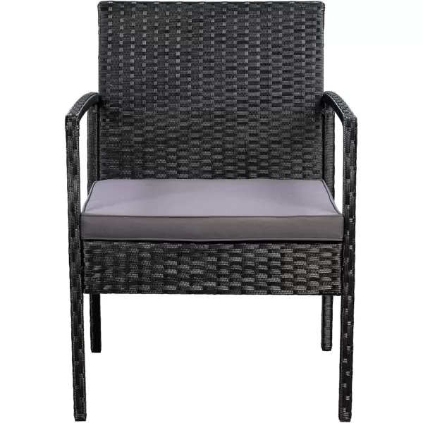 Amazon Basics Outdoor Patio Garden Faux Wicker Rattan Chair Conversation Set with Water Resistant Cushion  3Piece Set Black3Piece Black