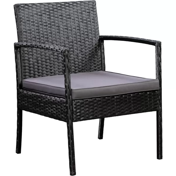 Amazon Basics Outdoor Patio Garden Faux Wicker Rattan Chair Conversation Set with Water Resistant Cushion  3Piece Set Black3Piece Black