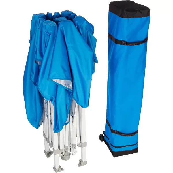 Amazon Basics Outdoor Pop Up Canopy 10 ft x 10 ft with 4pk Weight Wheeled Carry Bag WhiteOnePush Pop Up Blue