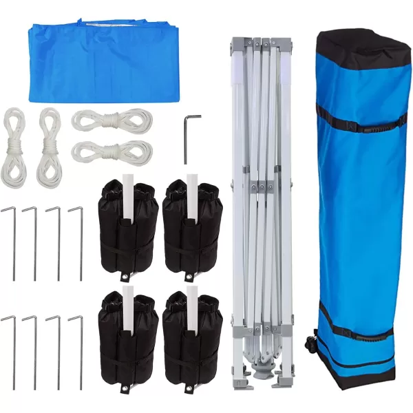 Amazon Basics Outdoor Pop Up Canopy 10 ft x 10 ft with 4pk Weight Wheeled Carry Bag WhiteOnePush Pop Up Blue